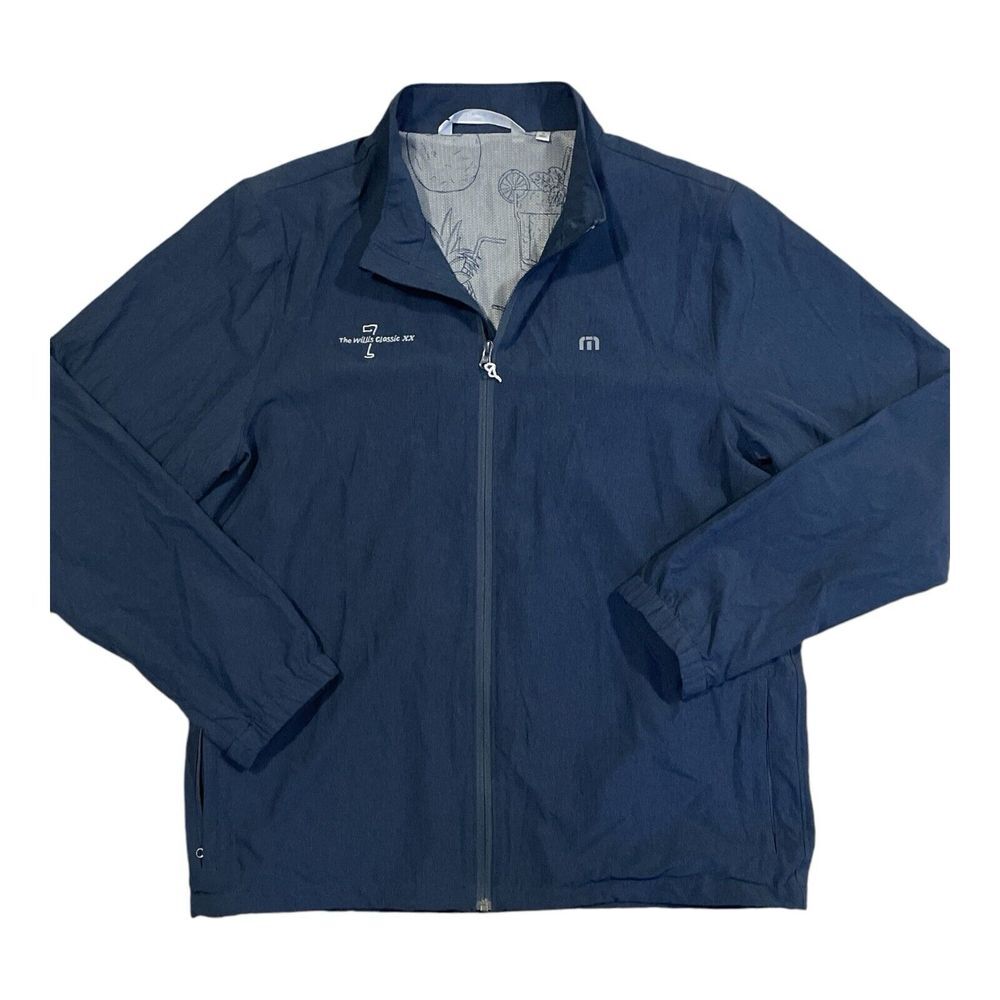 Travis Mathew Jacket Mens Extra Large Navy Blue Full Zip Golf Casual Pockets‎